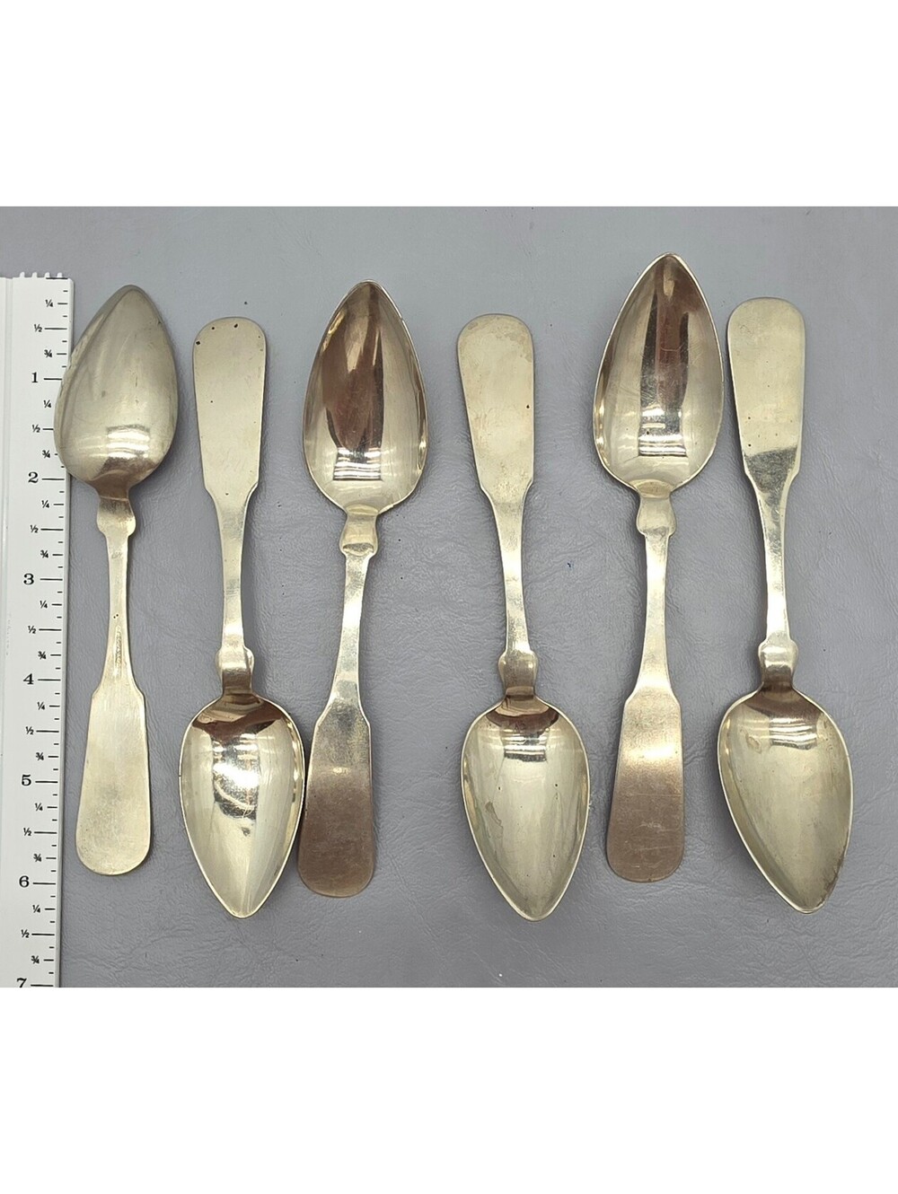 Plated Silver Spoons Hall & Elton Henniger Fiddle-back Lot Of 6